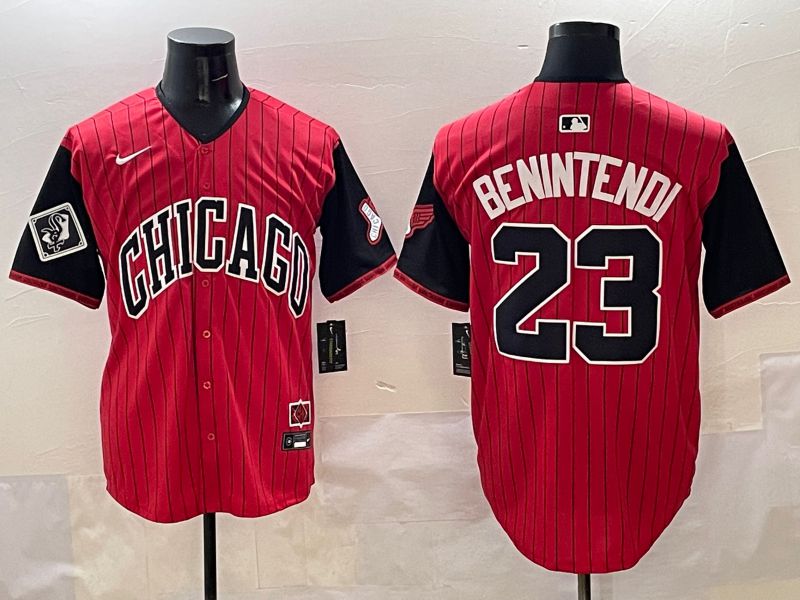 Men Chicago White Sox #23 Benintendi Red Stripe Joint Name 2025 Nike MLB Jersey style 7->chicago white sox->MLB Jersey